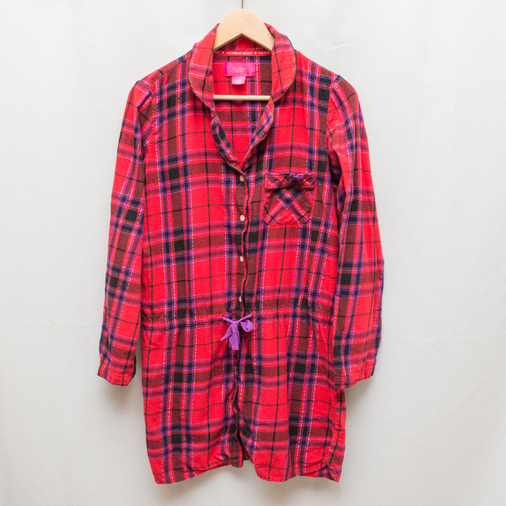 Victoria's Secret Red Plaid Flannel Pajama Shirt